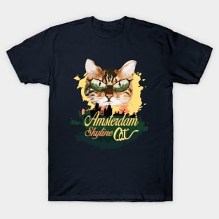 Amsterdam skyline cat (colors) T-Shirt